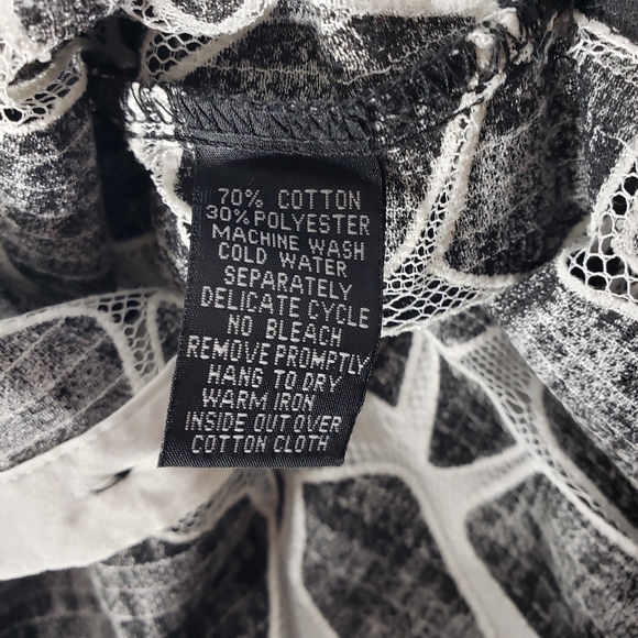 Mischa Netting Sheer Animal Geometric Abstract Rhinestone Tunic Contrast Top M - Picture 11 of 12